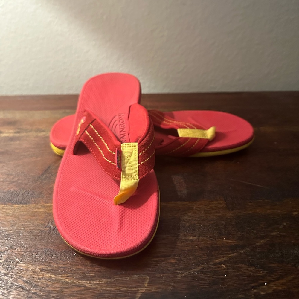Rainbow Red and Yellow Flip-Flops